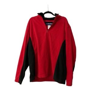 NWT Nordic Track Men's Red and Black Quarter-Zip Fleece Pullover Sz L